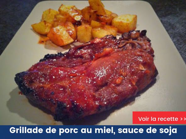Grillade de porc au miel, sauce de soja